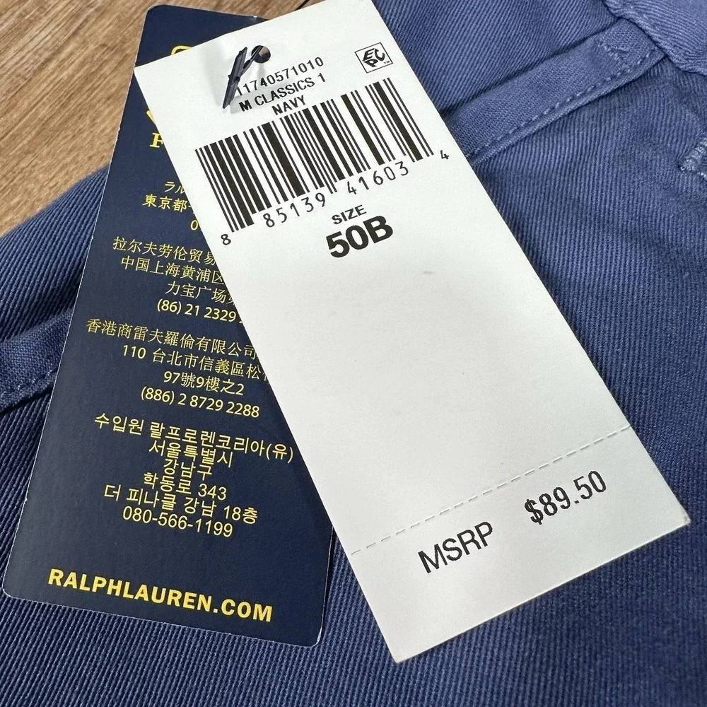 NEW Polo Ralph Lauren Men's 50B Classic Fit Chino Shorts Navy 50 Big